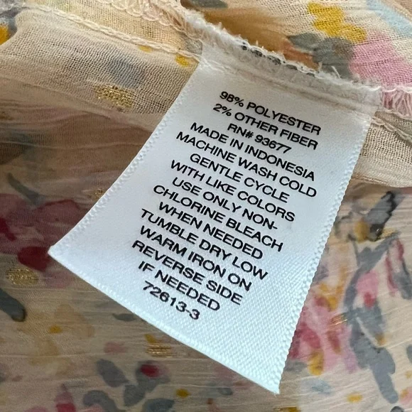 A.N.A New Apparel Size Large Long Sleeve Dress Slip Metallic Floral Buttons Pink - Picture 13 of 16